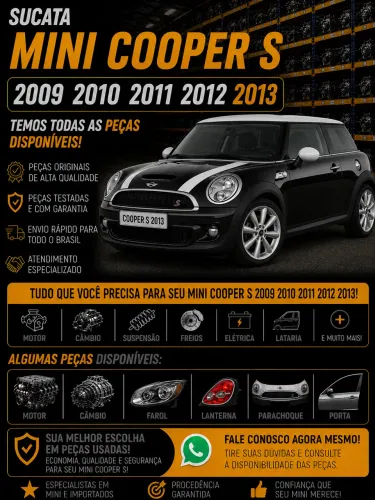 Sucata mini cooper s 2009 2010 2011 2012 2013 