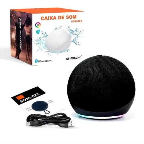 Caixa de Som Bluetooth Portátil TWS LED RGB