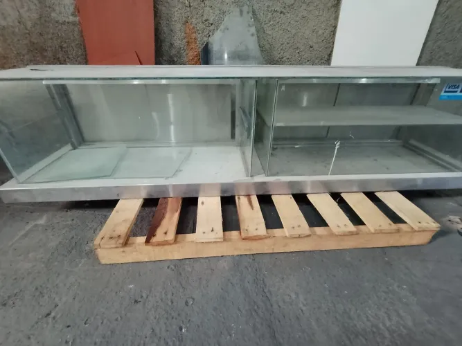 Vitrine horizontal de vidro para lanchonete padaria 