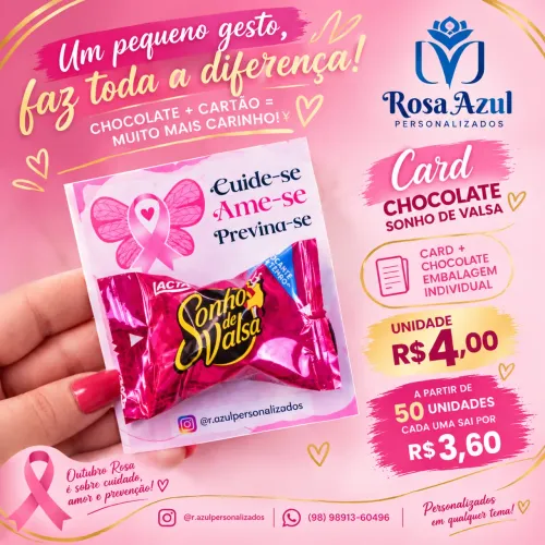 Card chocolate outubro Rosa