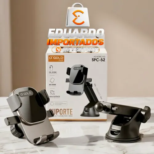 Suporte de Celular para Carro A'Gold Plus com Ventosa, Fixação Segura
