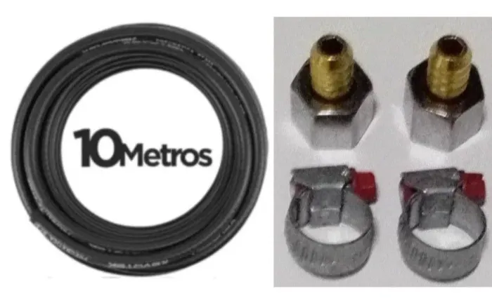 MANGUEIRA 10M BORRACHA PARA COMPRESSOR/PISTOLA E FERRAMENTAS PNEUMÁTICO COM ESPIGÃO 