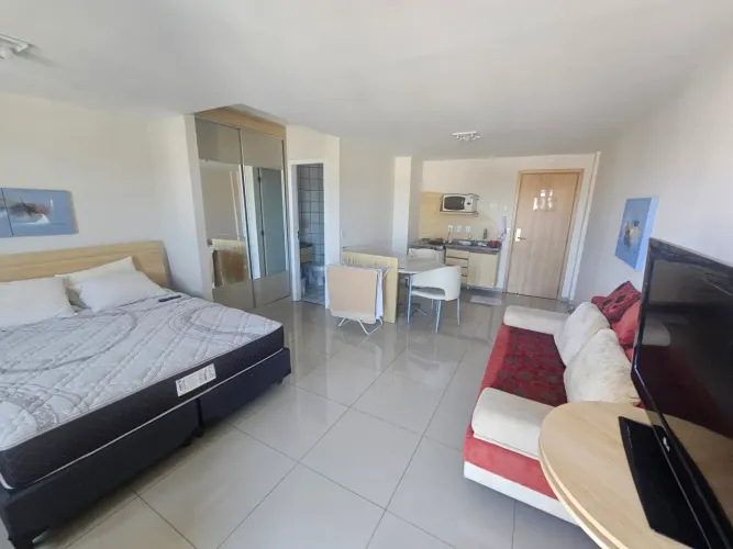 Flat Praia Camburi,40m2,Mobiliado,var,gar,lazer total,Frente Mar