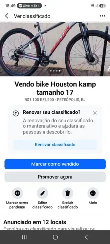 Vendo bike Houston kamp tamanho 17