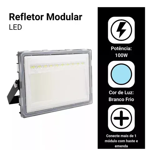 Refletor LED SMD Modular 100W a 600W | IP66 | Branco Frio | Bivolt | A partir de R$ 45,00