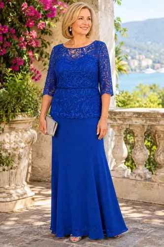 Vestido Azul Royal Longo em Renda - Elegante para Festa