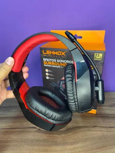 fone de ouvido Headset Gamer sem Fio Led RGB Lehmox LEF-1031A an4