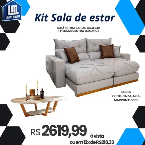 Kit aparador + mesa de centro + sofá 2.10m molas / pague na entrega  / frete grátis 