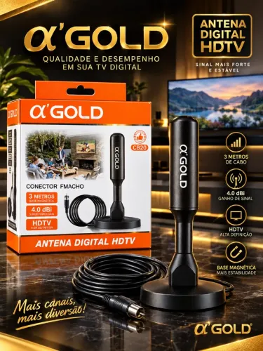 Antena Digital Interna A'gold 3m para TVs Novo Promoção