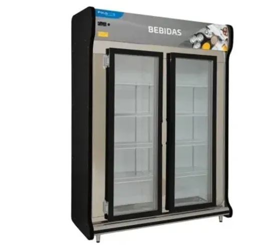 Expositor De Bebidas 2 Portas Polofrio Expositor Europeu Preta 220v