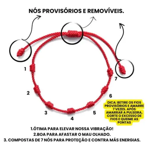 Pulseira Vermelha 7 nós