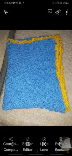 Caminho de mesa de Crochê Azul e Amarelo