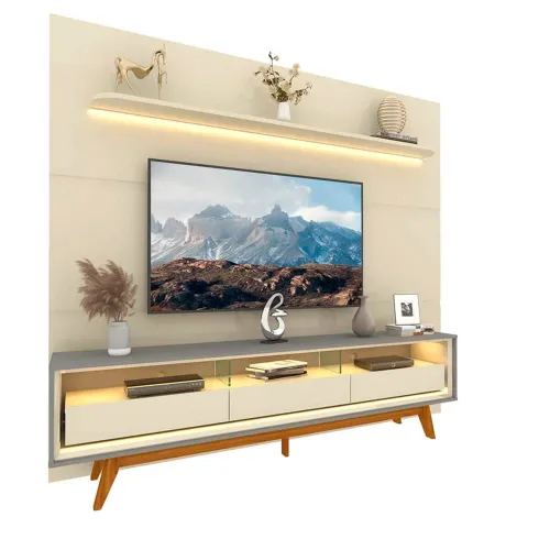 Painel Royal 220 Off White + Rack Requinte tt443