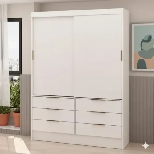 Guarda roupa solteiro Genialflex com porta de correr na cor branca