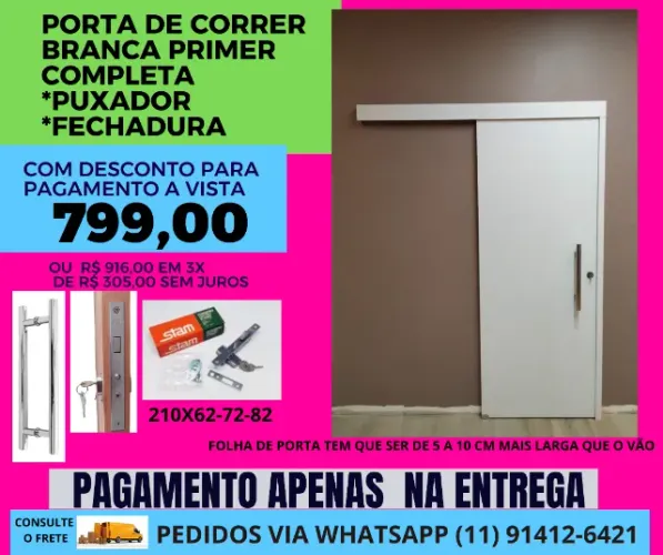 kit porta de correr silver 2.10 x 82
