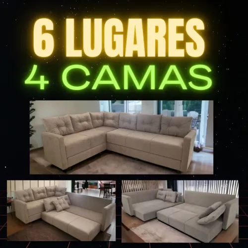 Sofá de canto 6 lugares abre 4 camas