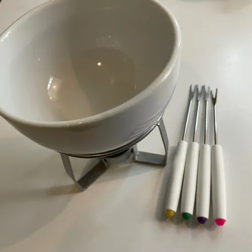 Aparelho de Fondue Cerâmica branca 7 Peças