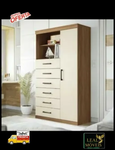 Cômoda com 6 gavetas e porta Lateral