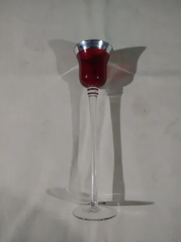 Castiçal de vidro longo (28cm).