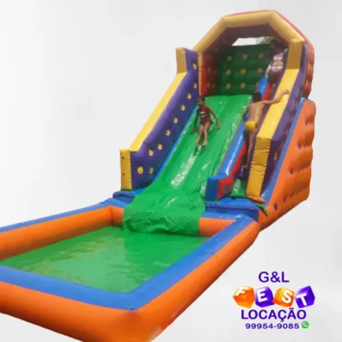 Toboágua Inflável + Piscina - Locação