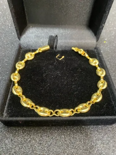 Pulseira Gucci de ouro 18k - elos feijão