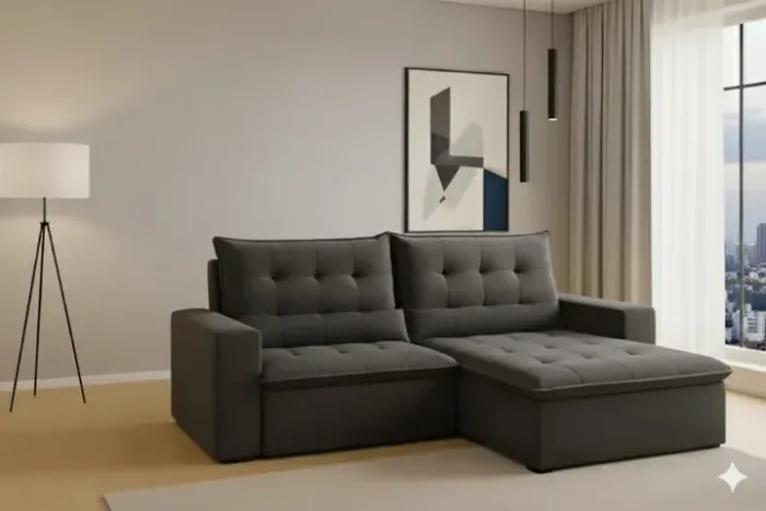 Sofá londres confortavel retratil e reclinavel cinza