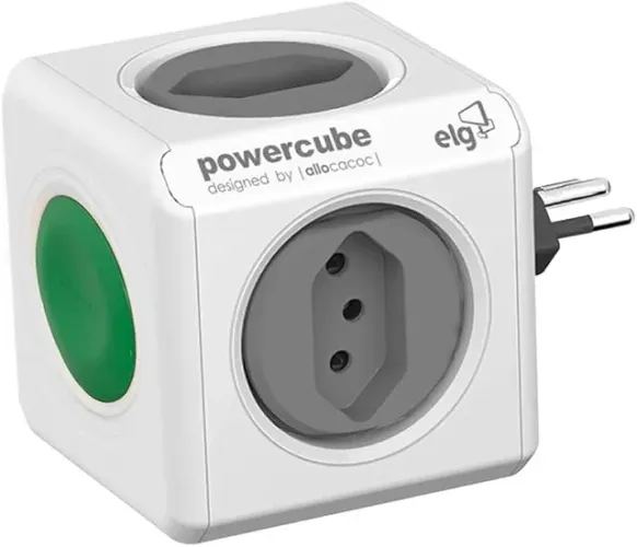 Multiplicador PowerCube Switch Filtro de Linha, 4 Tomadas Bivolt Automático Botão Liga/Des