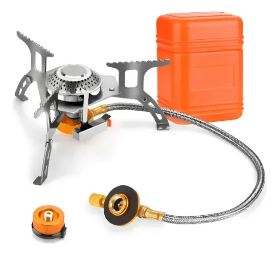 Mini Fogareiro Automático + Adaptador Para Gás De Tubo