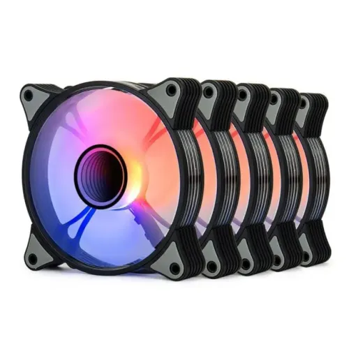 Kit com 5 Coolers Fan Aigo AR12 Pro PWM, ARGB, 5x120mm, Preto - AR12 PRO PMW BLACK