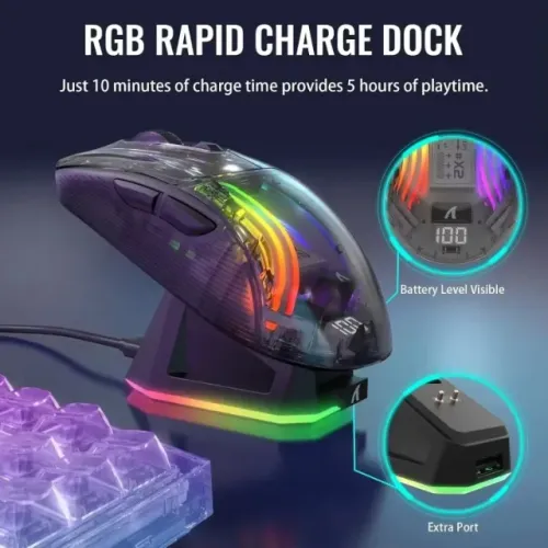 Mouse Gamer X2 PRO C/ Base Carregadora.