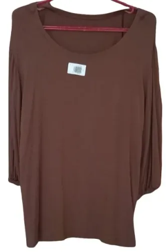 Blusa reta feminina em Viscose Marrom Moda Grande Manga 3/4 Tamanho 50 ou 52