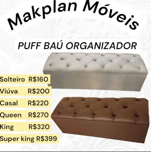Puff Baú Organizador - Vários Tamanhos e Cores