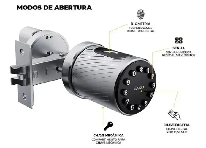 Fechadura digital N12 com senha biometria e bluetooth AGL