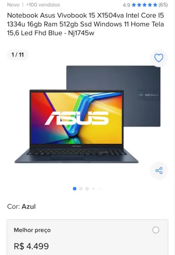 Notebook Asus Vivobook 15 X1504va LACRADO