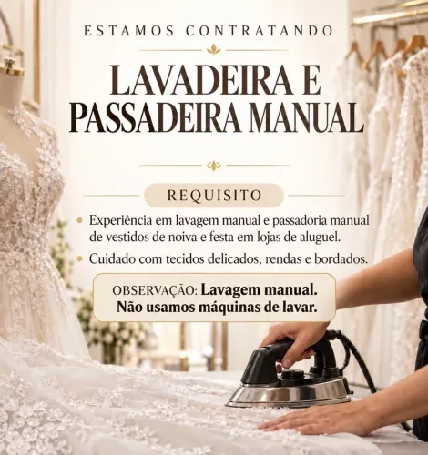 Vaga de lavadeira Manual e passadeira