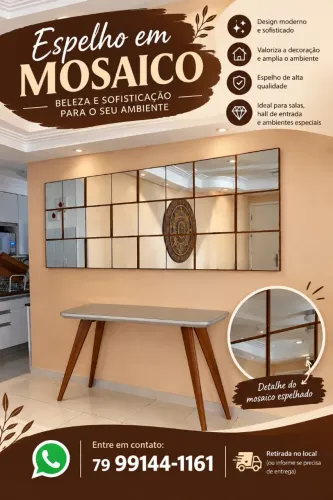 Painel TV e mosaico de espelho
