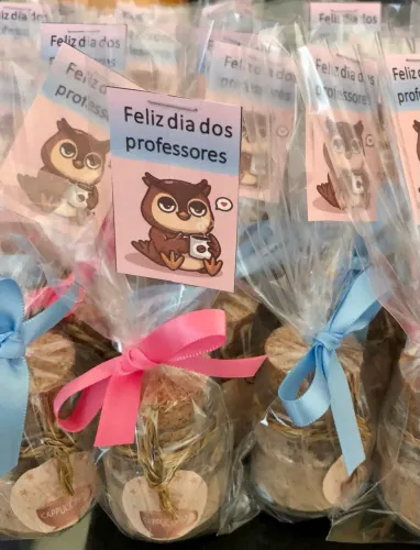 (05 unidades) Presente personalizado Dia dos Professores - Capuccino