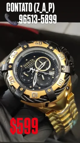 Relógio INVICTA THUNDERBOLT MULTIFUNCIONAL  DOURADO COM BEZEL PRETO