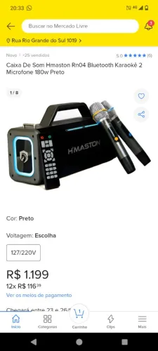 Vendo caixa de som h'maston completo com controle e dois microfone semi novo 