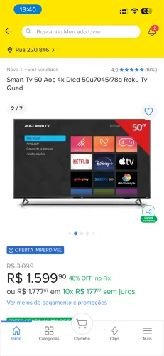 Tv 50 polegadas AOC Tela trincada 