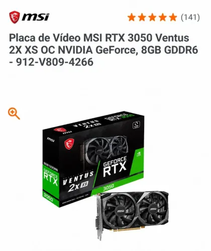PLACA DE VÍDEO 3050 8gb Msi
