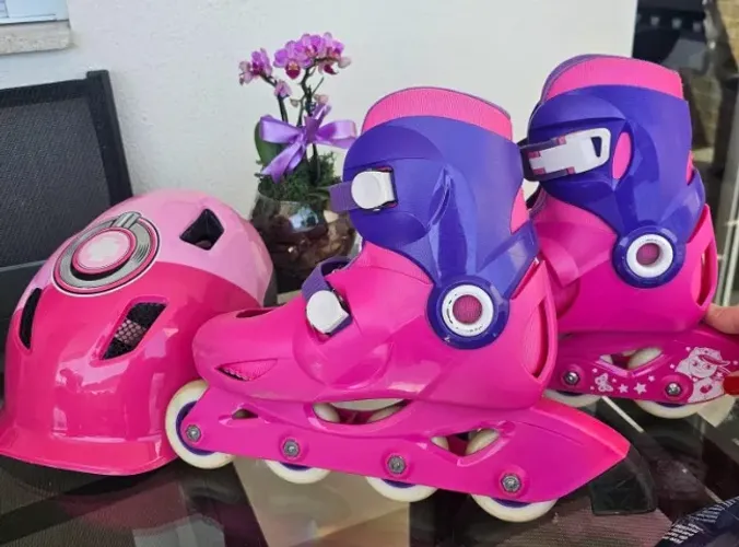 Patins Play 3 Oxelo com capacete - infantil - menina  - rosa