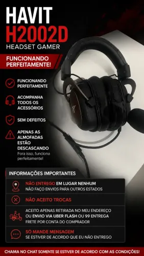 Headset Gamer Havit H2002D - LEIA A DESCRIÇÃO!!