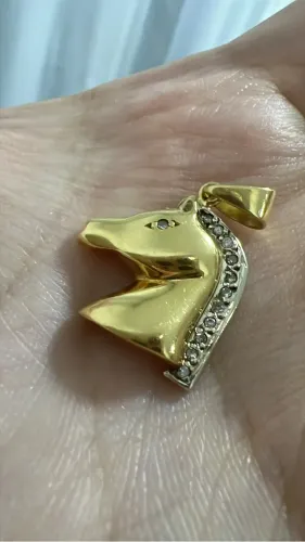 pingente de ouro amarelo e branco18k com diamantes