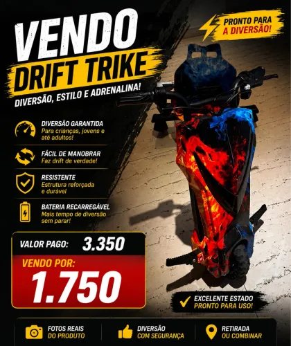 triciclo elétrico usado poucas vezes