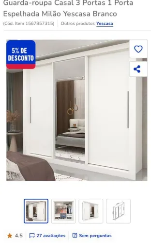 Vendo Guarda-roupa em perfeitas condições dois meses de uso