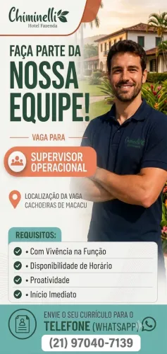 Vaga Supervisor Operacional - Hotel Fazenda