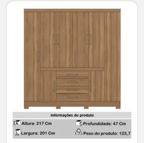 Guarda roupa 8 portas e 4 gavetas