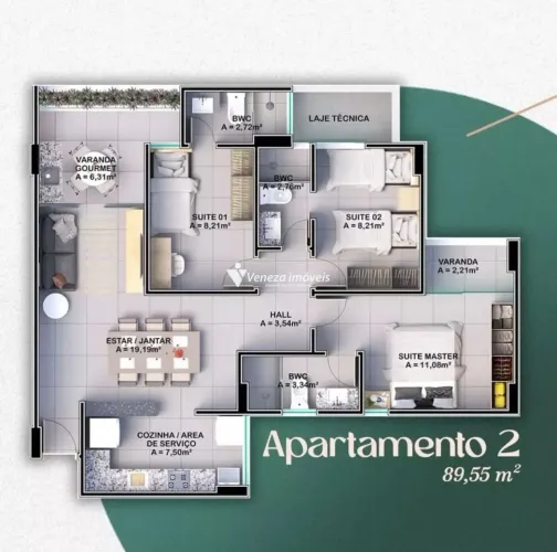 Ágio no Unique Humberto Parentes | 3 Suítes e 89m²