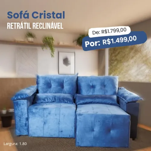 PROMOÇÃO URGENTE - Sofá RETRÁTIL RECLINÁVEL Direto da Fábrica Azul